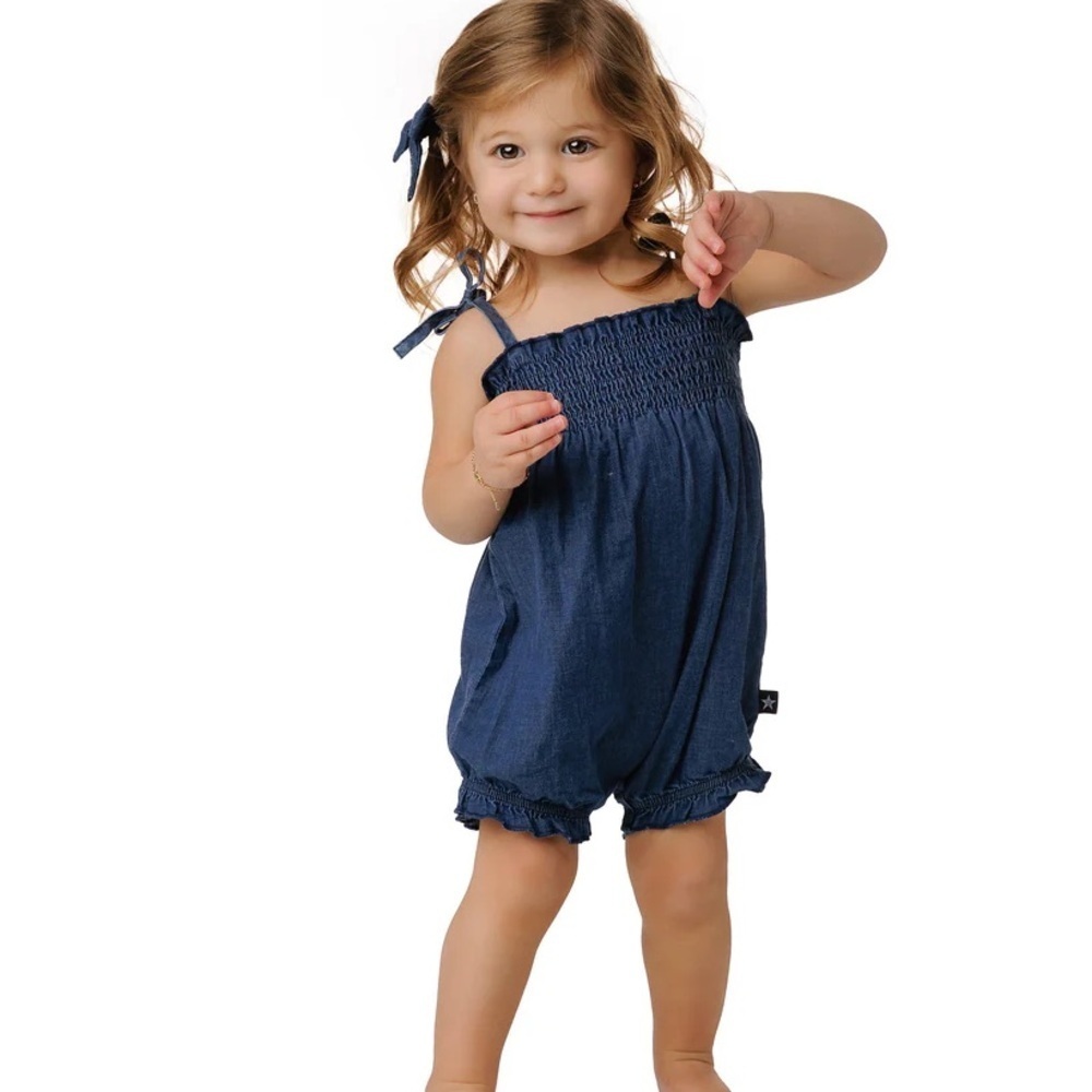 Sleeveless Denim Bubble Toddler Romper
